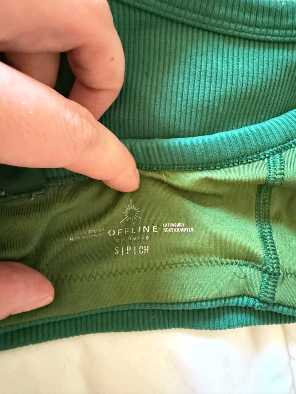 Green Ribbed Sports Bra - Picture 3 of 3